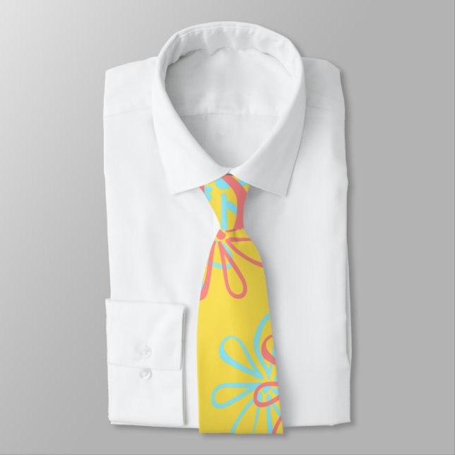 Colorful Floral Pattern Tie (Tied)