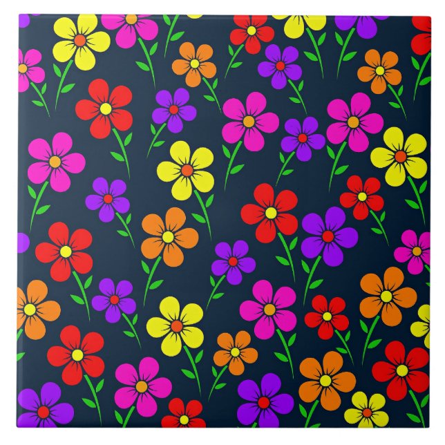 Colorful Floral Pattern Tile (Front)
