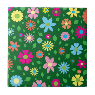 Colorful floral pattern tile