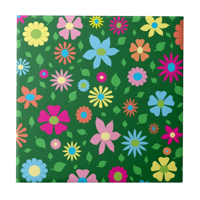 Colorful floral pattern    tile (Front)