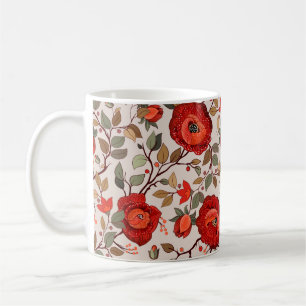 Colorful floral pattern. Wallpaper with big illust Coffee Mug