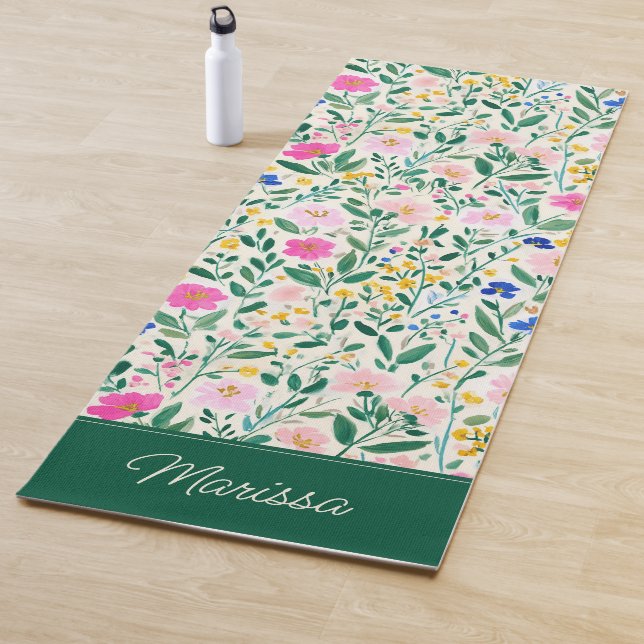 Colorful Floral Personalized Yoga Mat (In Situ)