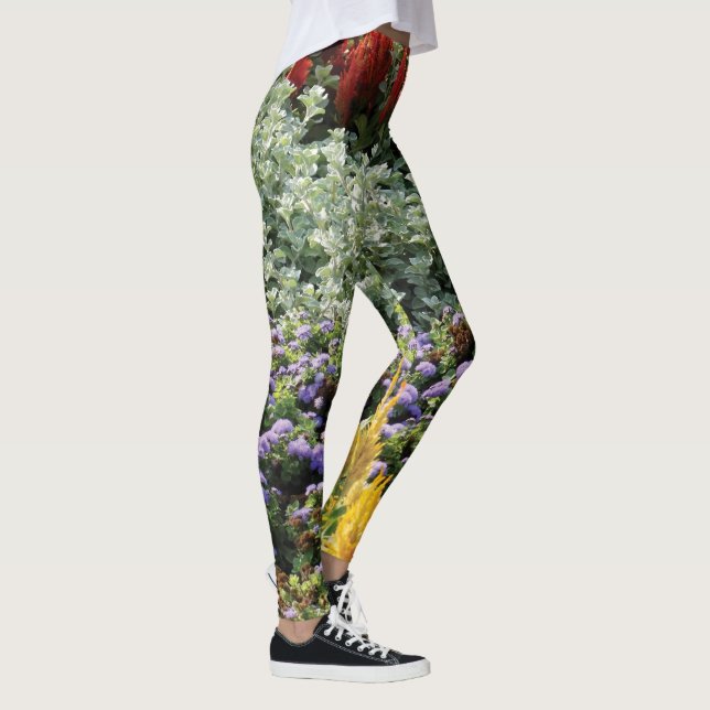 Colorful Floral Photo Leggings, M Leggings (Right)