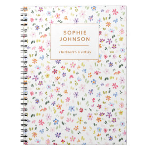 Colorful Floral Pretty Girly Purple Personalized Notebook