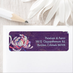Colorful Floral Purple Wedding Return Address
