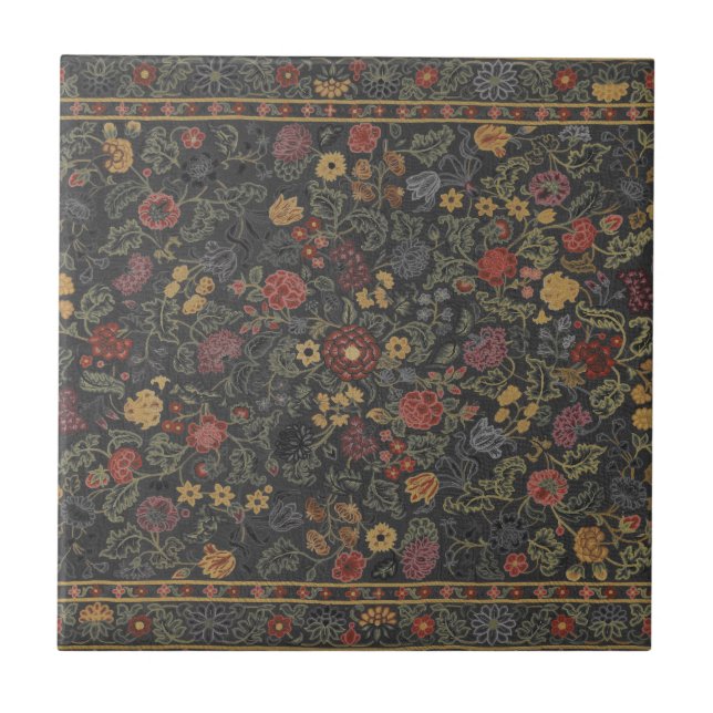 Colorful Floral Rug Pattern Tile (Front)