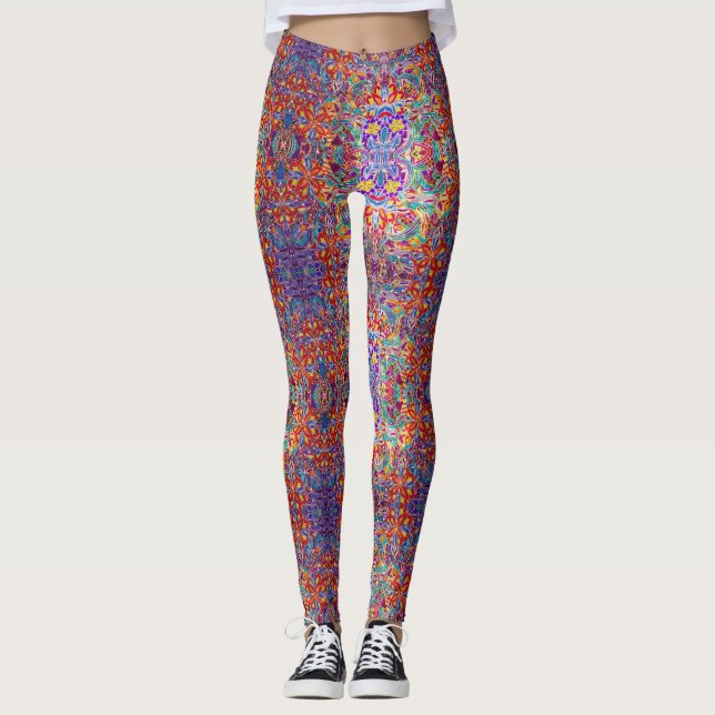 Colorful Floral Sands Pattern Leggings (Front)
