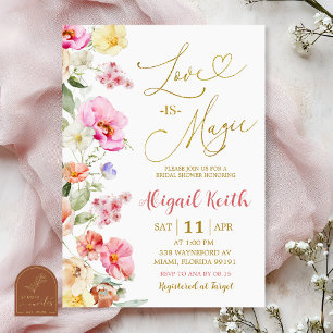 Colorful Floral Spring Love is Magic Invitation