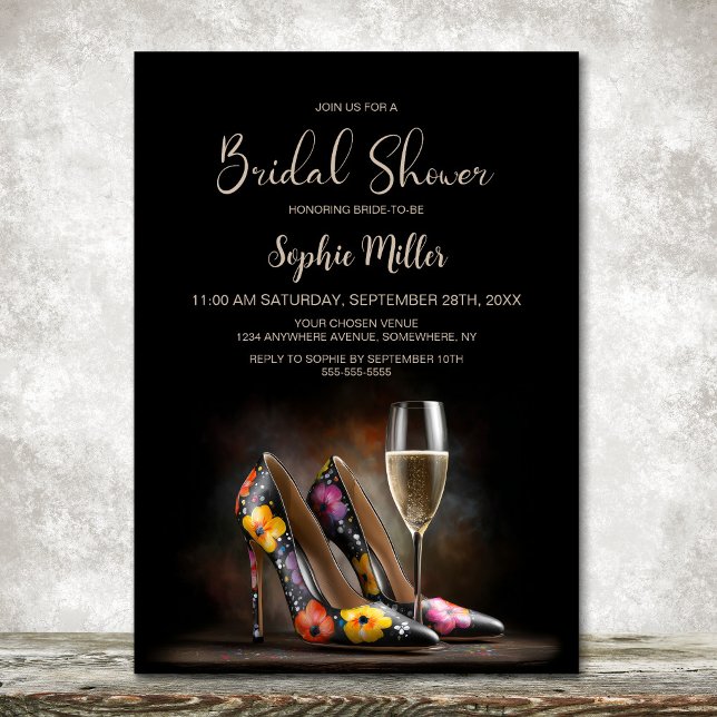 Colorful Floral Stiletto Shoes Bridal Shower Invitation (Creator Uploaded)