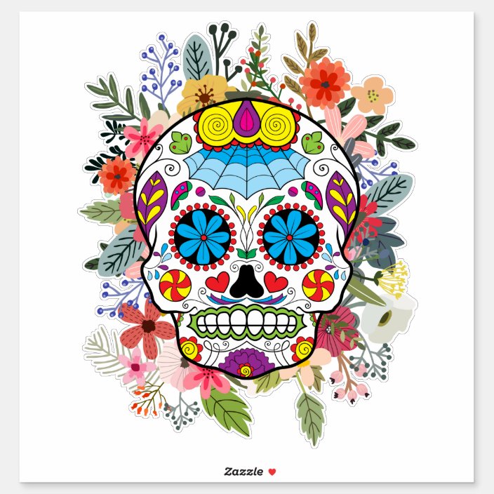 Colorful Floral Sugar Skull | Zazzle.co.uk