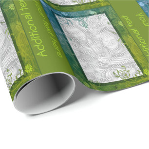 Colorful Floral Swirl Frame Photo Personalized Wrapping Paper