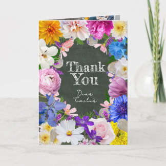 Colorful Floral Teacher Photo Thank You Card