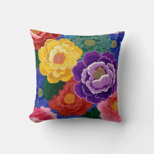 Colorful Floral Throw Pillow Decor