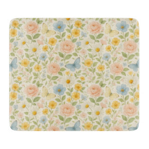 Colorful Floral vintage pattern with butterflies Cutting Board