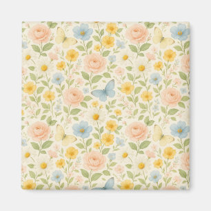 Colorful Floral vintage pattern with butterflies Magnet