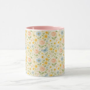 Colorful Floral vintage pattern with butterflies Mug