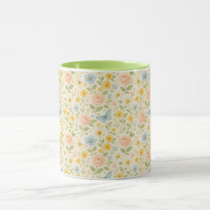 Colorful Floral vintage pattern with butterflies Mug