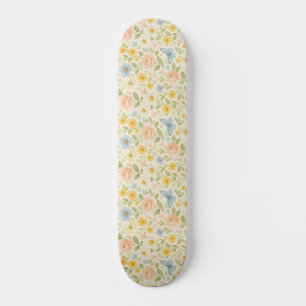 Colorful Floral vintage pattern with butterflies Skateboard