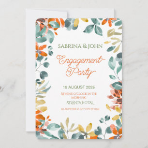 Colorful Floral Watercolor Engagement Party Invitation
