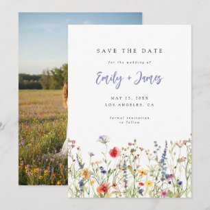 Colorful Floral Wedding Photo Save The Date