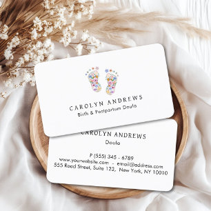 Colorful Flower Baby Footprint Logo Business Card