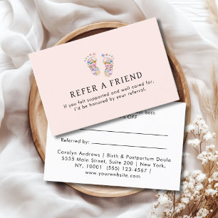Colorful Flower Baby Footprint Logo Referral Card