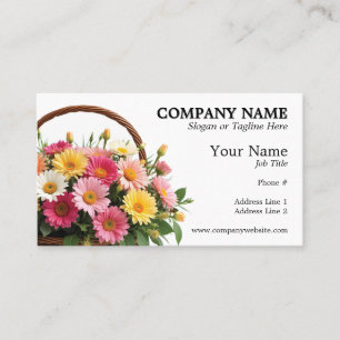 Colorful Flower Basket Florist Floral Designer  Business Card