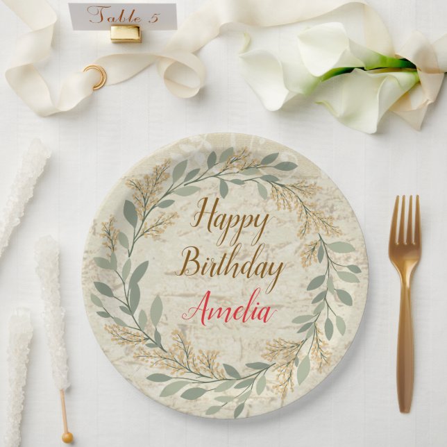 Colorful Flower Design Birthday Plate (Wedding)
