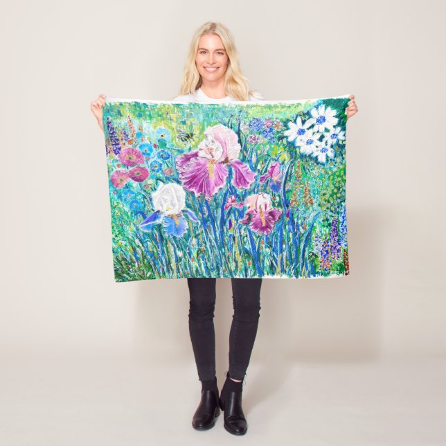 Colorful Flower Garden Oil Pastel Art Blanket (In Situ)