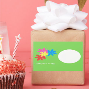 COLORFUL FLOWER GREEN BLUE PINK RED NAME GIFT TAG