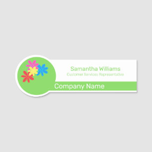 COLORFUL FLOWER GREEN BLUE PINK TEMPLATE DESIGN NAME TAG