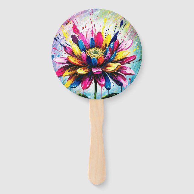 Colorful Flower Hand Fan (Front)