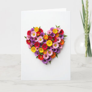 Colorful Flower Heart Love Card