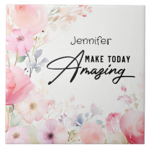 Colorful Flower Inspirational Ceramic Tile