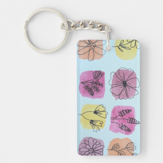Colorful flower palettes  key ring (Front)