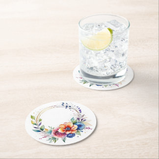 Colorful Flower Paper Coaster