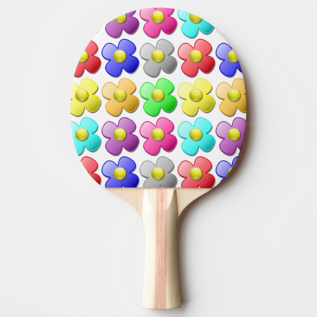 COLORFUL FLOWER PATTERN PING PONG PADDLE (Front)
