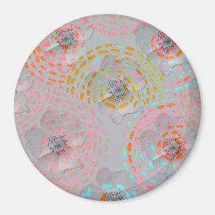 Colorful flower pattern with dotted graphic lines magnet