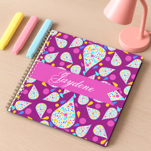 Colorful Flower Petals And Dots Purple Pink  Notebook