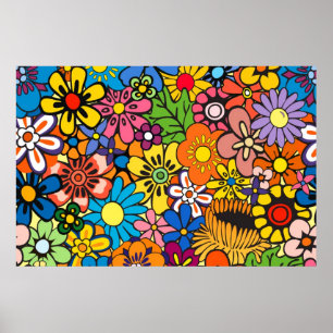 Colorful flower power poster