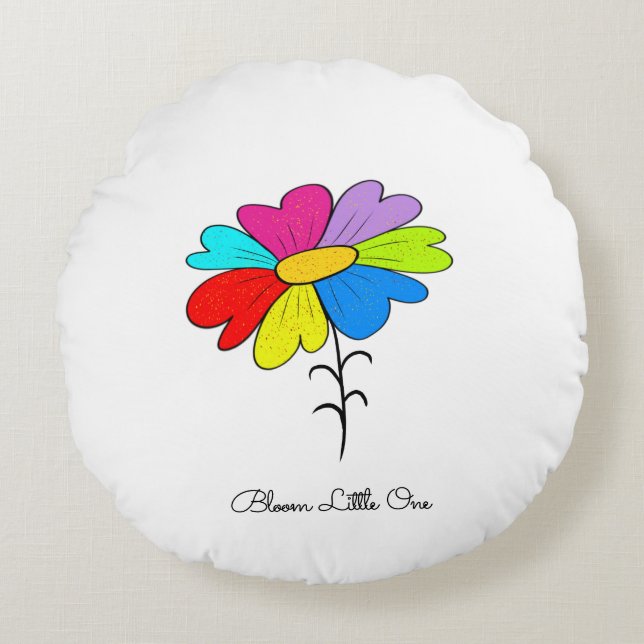 Colorful flower round cushion (Front)