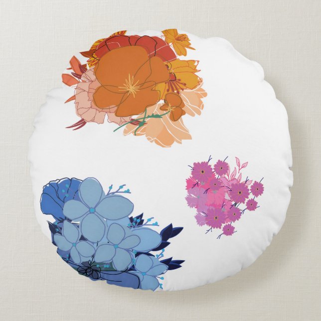 Colorful Flower  Round Cushion (Front)