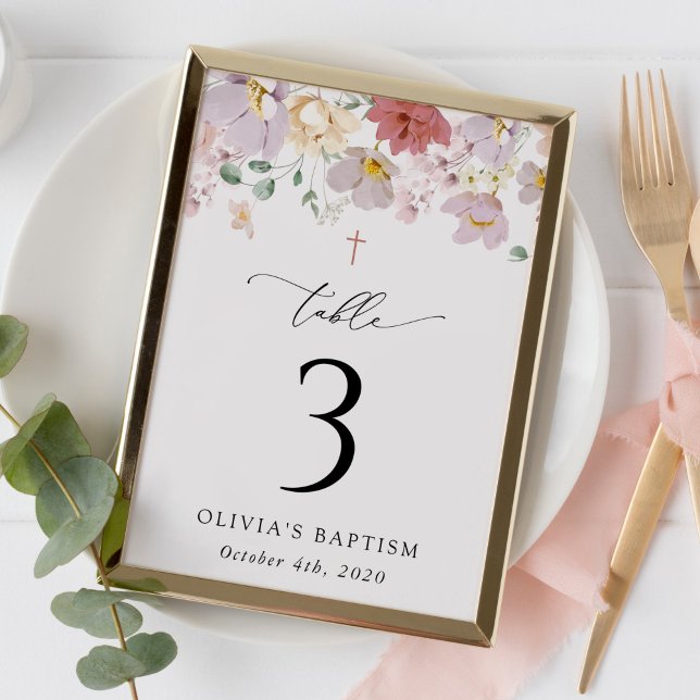 Colorful Flowers, Boho, Baptism Table Numbers (Creator Uploaded)