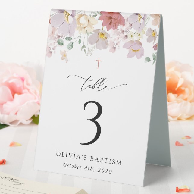 Colorful Flowers, Boho, Baptism Table Numbers (In SItu (Wedding))