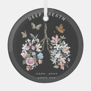Colorful flowers, butterflies, lungs illustration. glass tree decoration