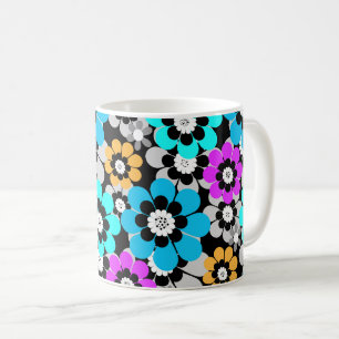 Colorful flowers daisies Blue Turquoise Purple  Coffee Mug