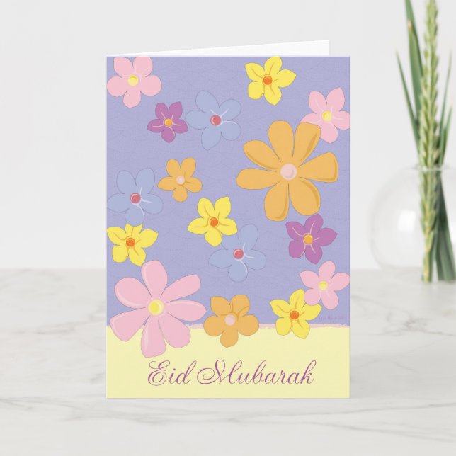 Colorful Flowers - Eid Mubarak Card (Front)