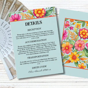 Colorful Flowers Fiesta Mexican Wedding Details Enclosure Card