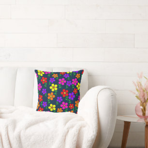 Colorful Flowers Floral Pattern Cushion