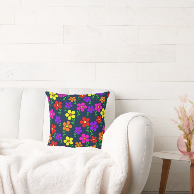 Colorful Flowers Floral Pattern Cushion (Couch)